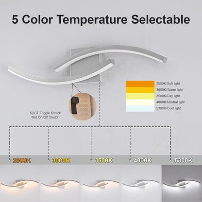 23.62 inch Modern Bathroom Vanity Light Brushed Nickel Lights Fixtures Dimmable 5CCT Led Bathroom Light Fixture Over Mirror Modern Wall lamp for Cabinet Hallway