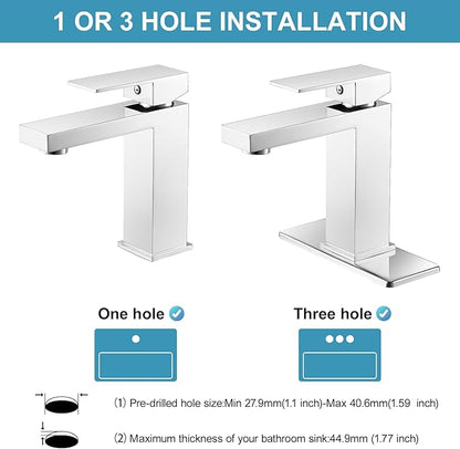 Chrome Bathroom Faucet Single Handle Single Hole Bathroom Sink Faucet with Pop-Up Drain and Deck, for Basin Mixer Tap RV Sink Farmhouse