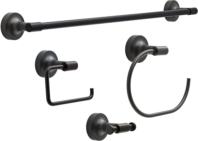 Franklin Brass Voisin (1-Pack) Toilet Paper Holder, Euro Single Post Tissue Roll Wall Mount TP Storage, Matte Black Bathroom Decor, Accessories VOI50-MB