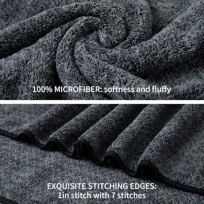 Ultra Soft Bath Towel Set,12 Piece (4 Bath Towels,4 Hand Towels,4 Washcloths) Family Bathroom Towel Set with Hanging Loops,Quick Dry Extra Absorbent Fluffy Shower Towel for Bathroom,Hotel,Spa-Black