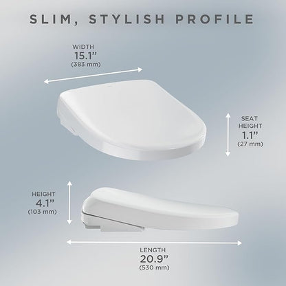 TOTO® S7 WASHLET® Electronic Bidet Toilet Seat with EWATER+® Bowl and Wand Cleaning and Classic Lid, Round, Cotton White - SW4725#01