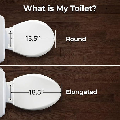 GenieBidet Left Side Bidet Toilet Seat Elongated - Dual Nozzles with T adapter & Bottle - Adjustable Water Pressure & Slow Close Bidet Seat Elongated with No Wiring & Easy Installation