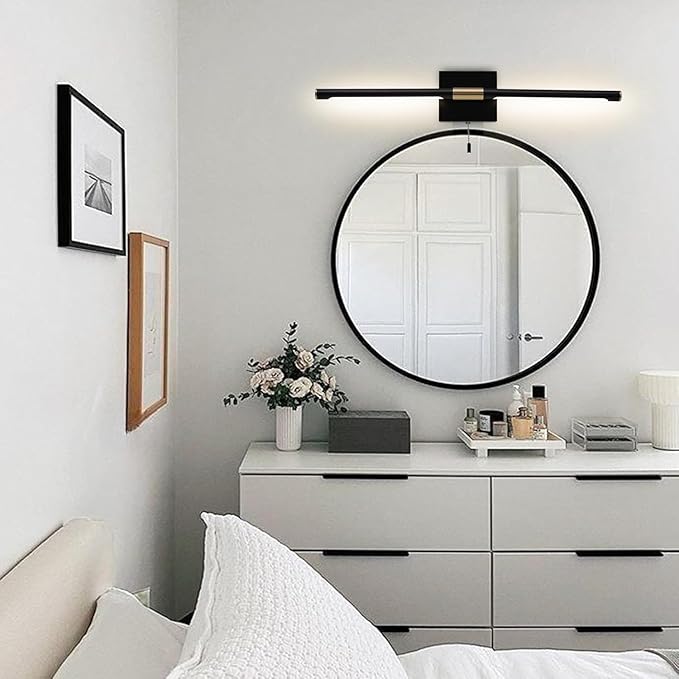 Black Gold Bathroom Vanity Light 24 Inch, Modern LED Vanity Light Bar Over Mirror, 4000K 360° Rotatable Picture Lights, Wall Lighting Fixtures for Bathroom, Paintings