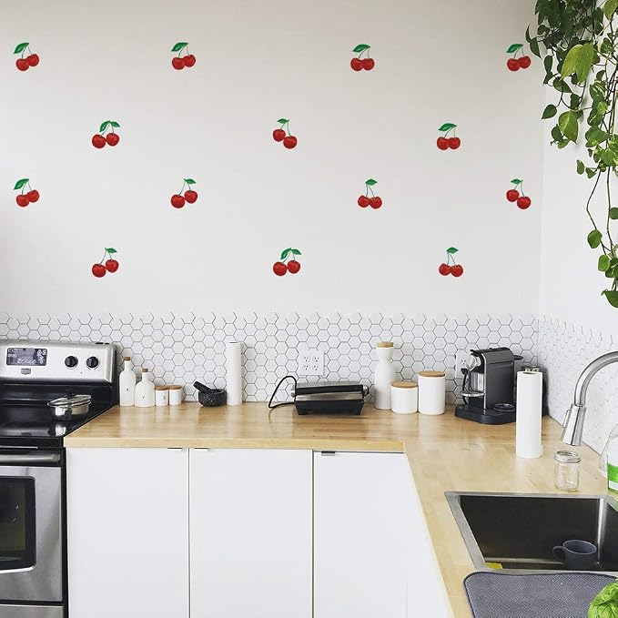 Tempaper Cherry Peel and Stick Wall Decals, red