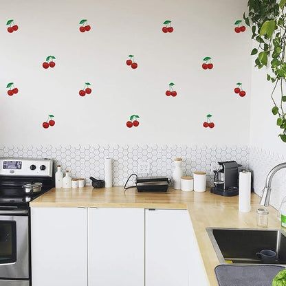 Tempaper Cherry Peel and Stick Wall Decals, red