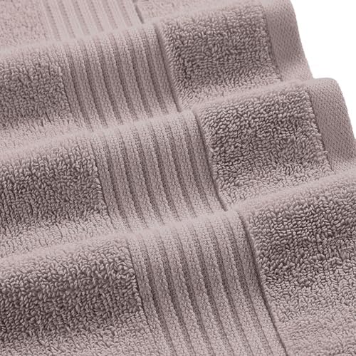 Modern Threads Astra 6-Piece 100% Cotton Towel Set – Jacquard Geometric Pattern – Includes 2 Bath Towels, 2 Hand Towels, 2 Washcloths – Absorbent, Quick Dry, Soft & Durable – Taupe