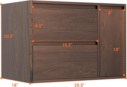 30 Inch Floating Bathroom Vanity Cabinet Only, Wall Mounted Storage Cabinet, Luxury Bathroom Organizer – Walnut Finish, with 2 Drawers & Door Storage Compartment, Easy Assembly