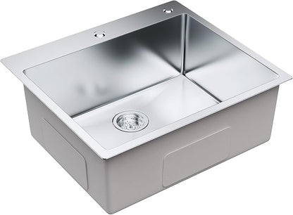 VEVOR Kitchen Sink, 304 Stainless Steel Recessed Sink, Top Mount Single Bowl with Accessories (2 Pack), Home Dishwasher Sink for Workstation, RV, Prep Kitchen and Bar Sink, 25"