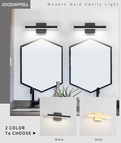 Joossnwell Black Bathroom Vanity Light Fixtures, LED Bathroom Lighting Bar | ETL Certificated, Dimmable 5CCT, Modern Vanity Lighting, Bath Lights Fixture Over Mirror 15.75 Inch 12W