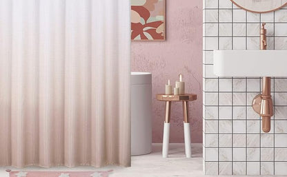 WEST LAKE Pink Waffle Shower Curtain Ombre Decorative Water Resistant No Hook Shower Curtain for Bathroom Hotel Spa with Grommet Machine Washable,Gradient White to Blush 70" Wx72 L