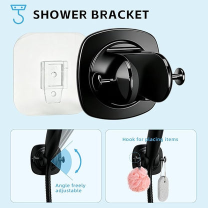 Outdoor Shower Kit Fixture Dual Handle Solid Brass 4 Inch Center Mix Valve with 59 Inch Hose and Showerhead Outdoor Shower System with ABS 6 Spray Mode Handheld Matte Black