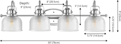 JONATHAN Y 30" Chrome Modern Bathroom Vanity Light, 4-Light LED Wall Sconce, Clear Glass Bell Shade for Mirror Hallway Kitchen, ETL Listed, LED Bulb Included (JYL7902A)
