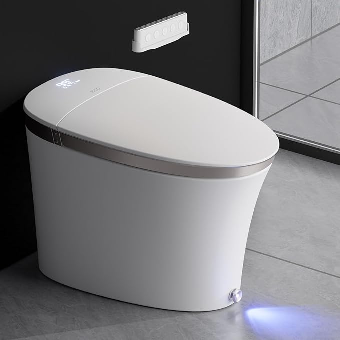 EPLO iX7 Smart Bidet Toilet with Auto Open/Close Heated Seat Foam Dispenser | Auto Flush,Tankless,High-Speed Dryer,Night Light, Warm Water Wash, ADA Comfort Height,ECO Modern,LED Display,Blackout Flush