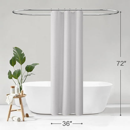 Stall Waffle Shower Curtain - Light Grey Cotton Fabric Texture Heavyweight Shower Curtains for Narrow Bathroom,Washable,36Wx72L