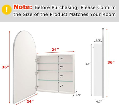 FKWin Large Medicine Cabinet Mirror for Luxury Bathrooms, Wall Mount | Large Bathroom Mirror with Storage, Modern Bathroom Style, Adjustable Shelves, Reversible Door, Clean Contemporary Look