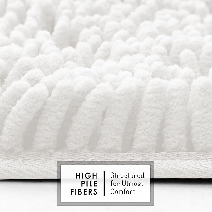 Hearth & Harbor Bathroom Rugs, Chenille Bath Mat - Machine Washable Bath Mats for Bathroom Non-Slip Backing Rubber, Quick Dry Bathroom Mat