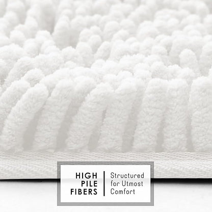 Hearth & Harbor Bathroom Rugs, Chenille Bath Mat - Machine Washable Bath Mats for Bathroom Non-Slip Backing Rubber, Quick Dry Bathroom Mat - Off-White Bath Rug, 17x24