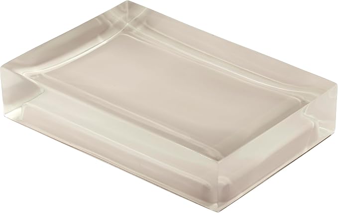 IZOD – Bathroom Accessory Set, Clear Resin with Painted Linen Look Finish, Decorative Lotion Pump, Soap Dish, Toothbrush Holder & Tumbler (Marina)