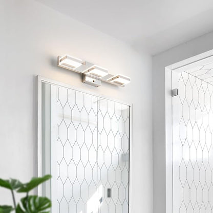 mirrea 20" 3 Light 3CCT Chrome LED Bathroom Vanity Light Fixture | Over Mirror,Bathroom Lighting,3000K/4000K/5000K ,Dimmable,Rust-resistant,Moisture-resistant,Acrylic shade,Wall Mount