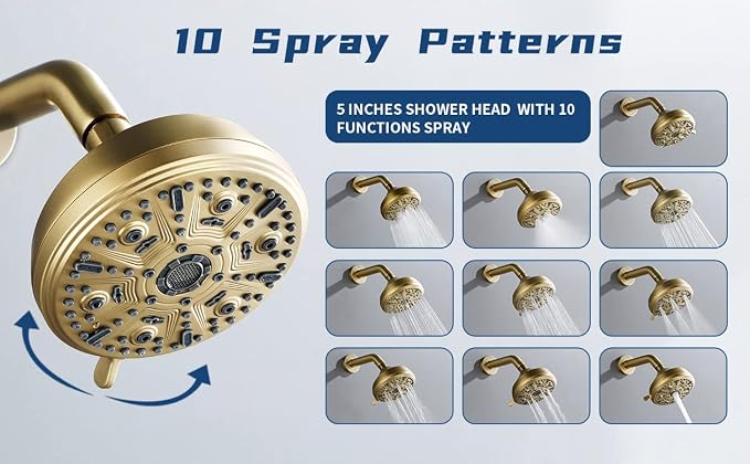 Shower Tub Kit Tub Shower Faucet Combo Set Bathtub Faucet Set Shower System with Tub Spout Shower Valve and Trim Kit Shower Fixtures Brushed Gold