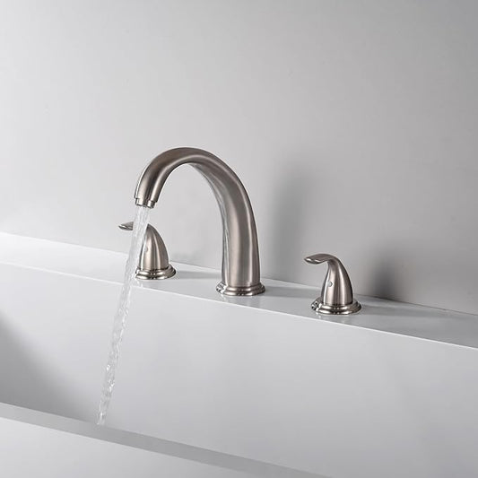 SUMERAIN Classic Roman Bathtub Faucet Brushed Nickel Tub Faucet 3 Hole 2 Handle, Valve Included