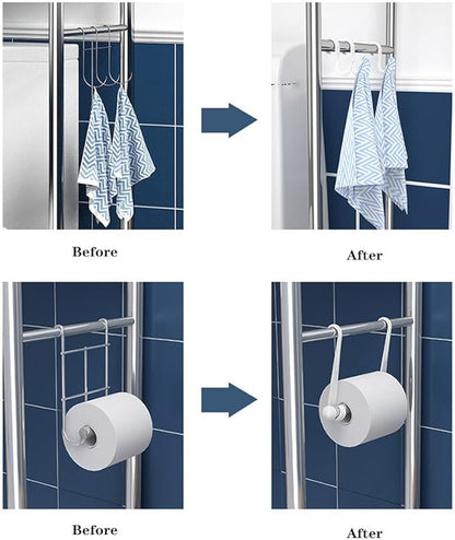 Over The Toilet Storage, 3-Tier Metal Over Toilet Organizer Rack, Freestanding Above Over Toilet Storage Shelf with Hooks and Paper Holder for Bathroom, Black