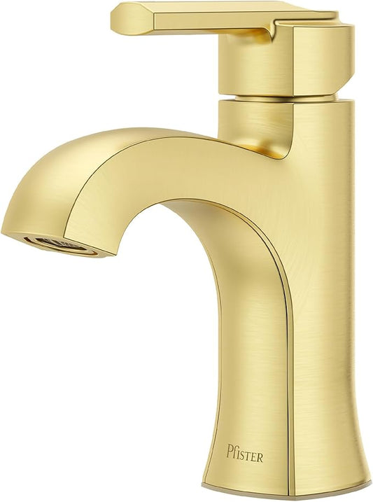 Pfister Vaneri Bathroom Sink Faucet, Single Control, 1-Handle, Single Hole, NSF Certified, Brushed Gold Finish, LF042VRIBG