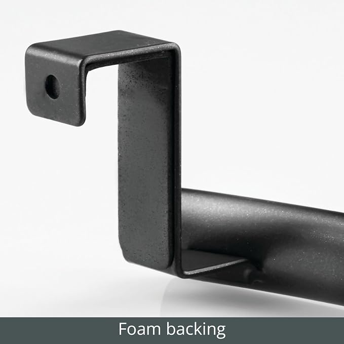 mDesign Steel Over Door Curved Towel Bar Storage, Hanger for Cabinet or Cupboard, Holder Rack for Kitchen, Bathroom - Holds Hand/Dish Towels, Washcloths - Spira Collection - 2 Pack - Black