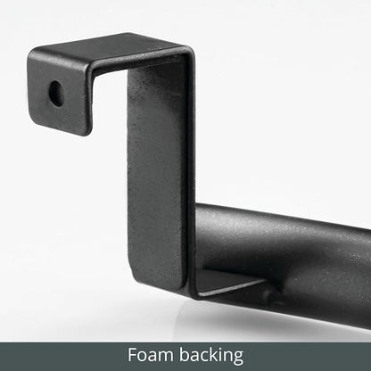 mDesign Steel Over Door Curved Towel Bar Storage, Hanger for Cabinet or Cupboard, Holder Rack for Kitchen, Bathroom - Holds Hand/Dish Towels, Washcloths - Spira Collection - 2 Pack - Black