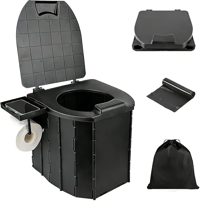 Portable Toilet for Camping, 12.6" H Capacity 450LBS Porta Potty for Adults