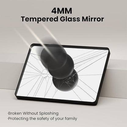 Black Bathroom Mirror 30"x 21", Black Metal Framed Mirror for Wall, Rounded Rectangle Matte Bathroom Vanity Mirror with Tempered Glass, Anti-Rust, Horizontal/Vertical
