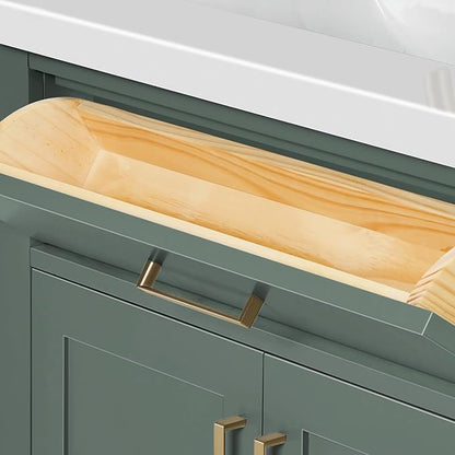 ARIEL Hepburn 67 Inch Double Rectangle Sink Bathroom Vanity with Pure White Quartz Countertop 1.5 Inch in Vintage Green