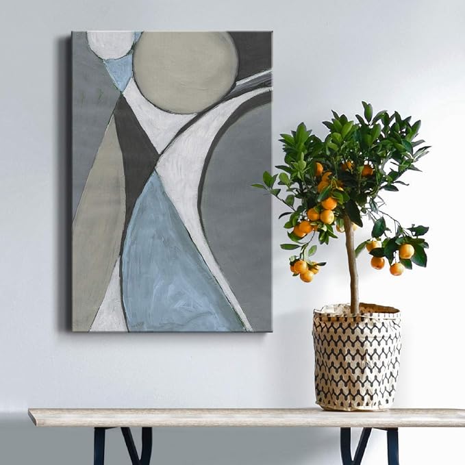 Renditions Gallery Canvas Abstract Wall Art Home Modern Decorations Paintings Blue Grey Soft Jewel Geometric Canvas Wall Hanging Artwork Prints for Bedroom Living Room Office - 12"x18" LT02