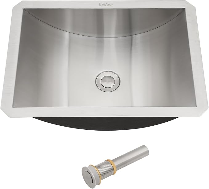 Lordear Undermount Bathroom Sink Stainless Steel - Lordear 18x13x5 Inch Vanity Bathroom Sinks Rectangle Under Couter Stainless Steel Lavatory Sink Basin with Drain