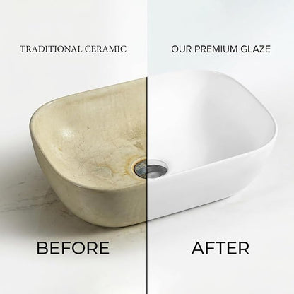 NUESTRA VIDA 18.1"x13" Bathroom Vessel Sink, White Ceramic Sink Bowl Above Counter, Vanity Sink, Lavatory Wash Basin