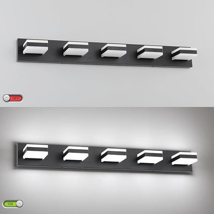 SOLFART Bathroom Lighting Fixtures, Bathroom Vanity Lights Over Mirror, Matt Black 5 Lights, Light Fixtures for Vanity Cool Light 6000K