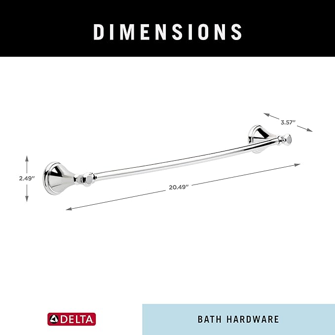 DELTA FAUCET 79718 Cassidy 18-in Wall Mount Towel Bar Bath Hardware Accessory in Polished Chrome