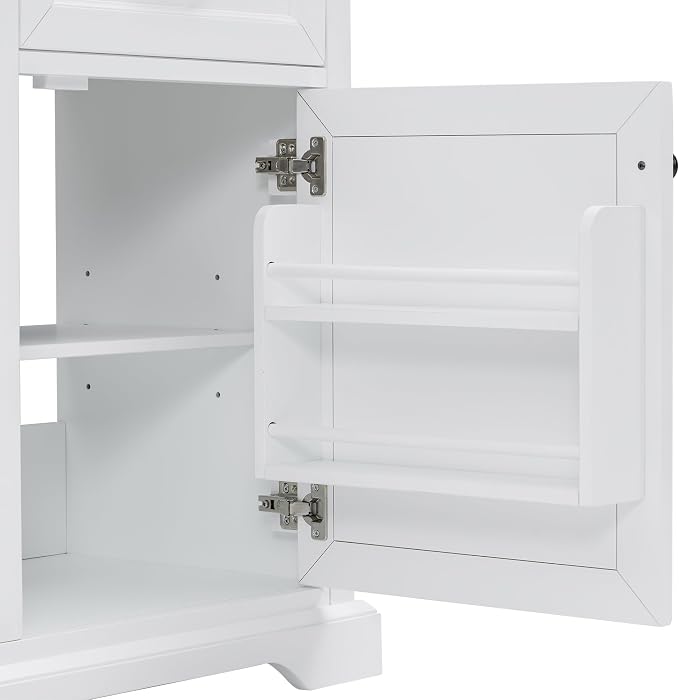 36" Bathroom Vanity with Ceramic Sink,Freestanding Storage Cabinet w/Soft-Close Door and 2 Tip-Out & 2 Drawers,Undermount Single Basin Bath Vanity Set w/Adjustable Shelf,White