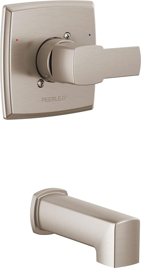 Peerless Ezra Single-Function Brushed Nickel Tub and Shower Valve Trim Kit, Shower Handle, Brushed Nickel PTT14171-BN (Shower Head and Valve Not Included)
