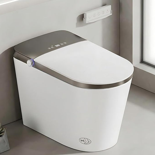 Smart Toilet with Bidet Built In, Auto Open/Close Lid & Seat, Microwave Sensor, Auto Flush, ADA Comfort Height One Piece Elongated Toilet with Tank, Heated Seat, Warm Water & Air Dryer