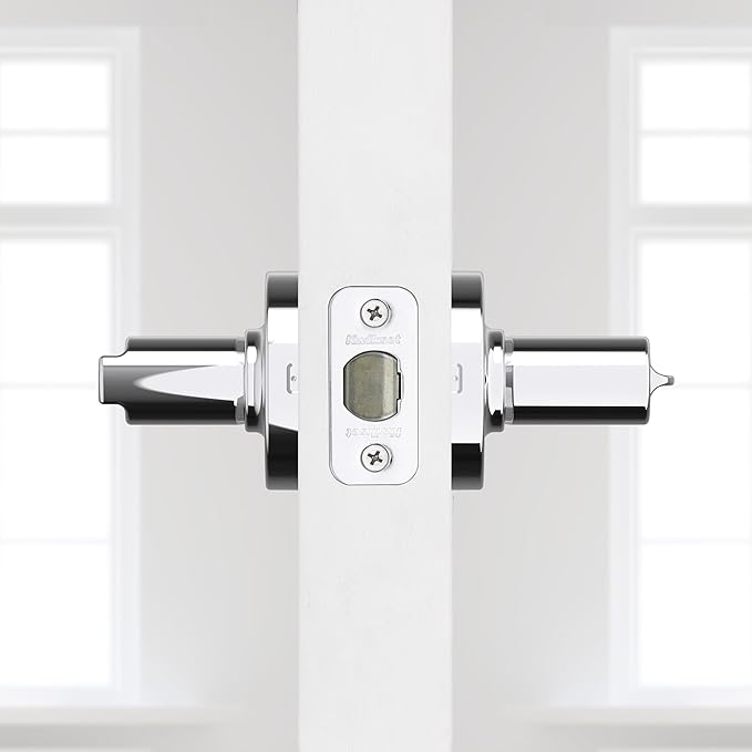 Kwikset Casey Interior Privacy Round Door Handle with Lock, Door Lever for Bathroom and Bedroom, Polished Chrome Reversible Keyless Turn Lock