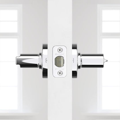 Kwikset Casey Interior Privacy Round Door Handle with Lock, Door Lever for Bathroom and Bedroom, Polished Chrome Reversible Keyless Turn Lock
