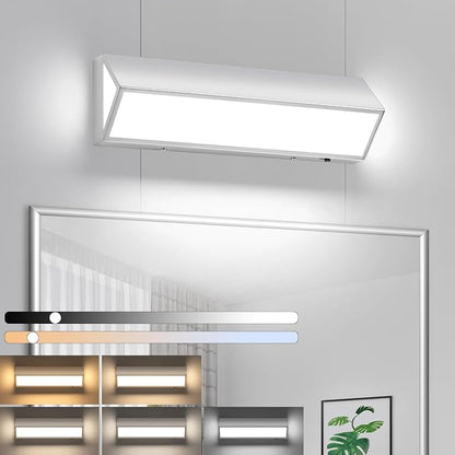LED Modern Bathroom Vanity Light Fixtures (16-Inch, 5CCT, Dimmable), Modern Acrylic Bathroom Wall Lighting Fixtures Over Mirror, Chrome
