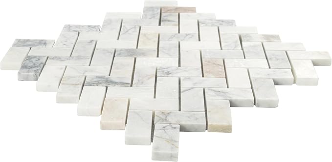 MSI Arabescato Venato White 1 in. x 2 in. Herringbone Honed Marble Mesh Mounted Mosaic Tile for Bathroom, Kitchen Backsplash, Accent Wall Tile, and Shower Wall Tile
