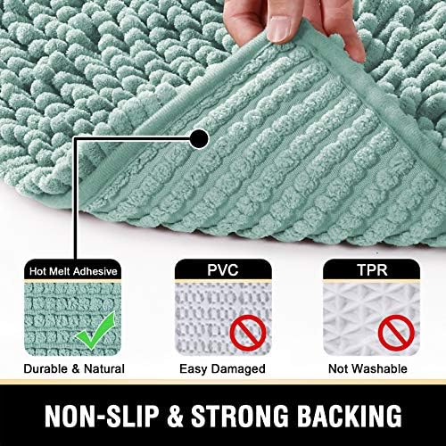 H.VERSAILTEX Bathroom Rugs Bath Mats Non Slip Luxury Chenille Bathroom Runner Rug 47x17 Extra Soft and Absorbent Shaggy Rugs Washable Dry Fast Area Carpet Mats, Tub - Aqua Foam