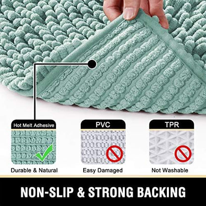 H.VERSAILTEX Bathroom Rugs Bath Mats Non Slip Luxury Chenille Bathroom Runner Rug 47x17 Extra Soft and Absorbent Shaggy Rugs Washable Dry Fast Area Carpet Mats, Tub - Aqua Foam