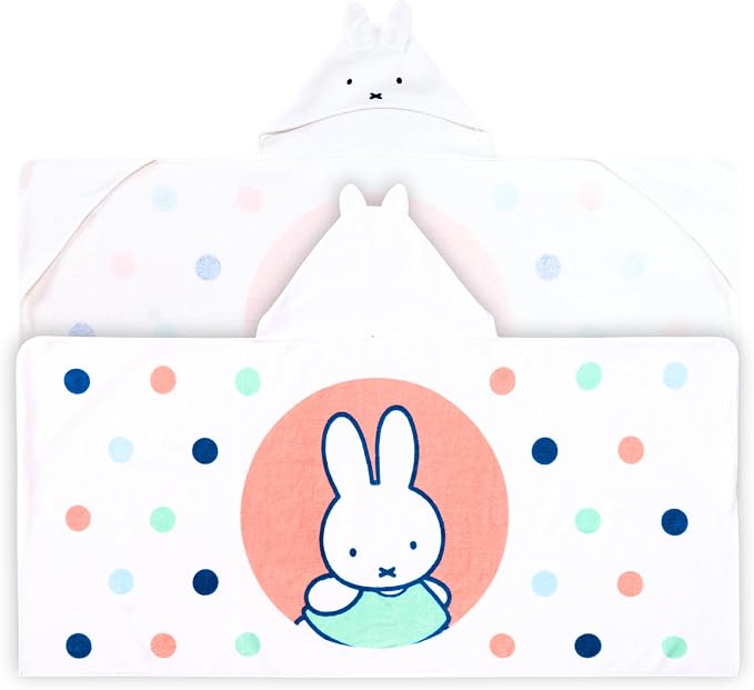 Miffy Kids Super Soft Bath/Pool/Beach Soft Cotton Terry Hooded Towel Wrap, 24 in x 50 in (Officially Licensed Product) By Franco