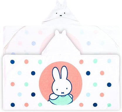Miffy Kids Super Soft Bath/Pool/Beach Soft Cotton Terry Hooded Towel Wrap, 24 in x 50 in (Officially Licensed Product) By Franco