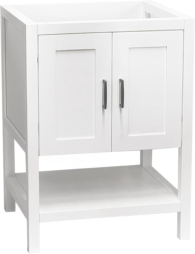 30" White Freestanding Bath Vanity with Open Shelf Sink Base Cabinet Without Top (White Monterey, 30" Wx21 Dx34.5 H)