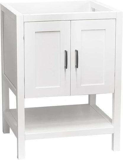 30" White Freestanding Bath Vanity with Open Shelf Sink Base Cabinet Without Top (White Monterey, 30" Wx21 Dx34.5 H)